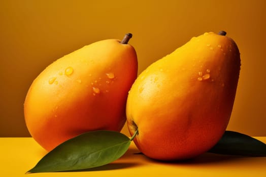 Vibrant Juicy mango. Fresh leaf fruit. Generate Ai