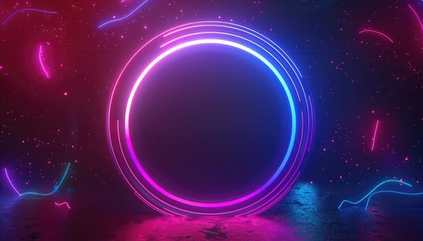 A colorful, glowing circle with a black center by AI generated image.