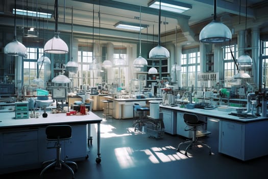 State-of-the-art Futuristic organic laboratory. Future interior. Generate Ai
