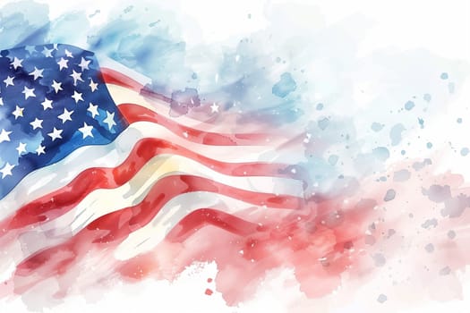 An American flag, symbolizing the United States, painted on a stark white background.