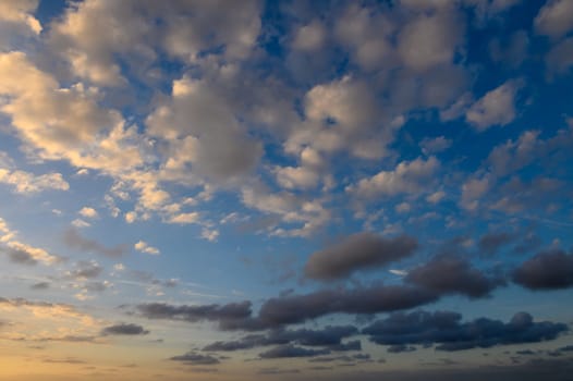 Rain clouds in the sky over the Mediterranean Sea.