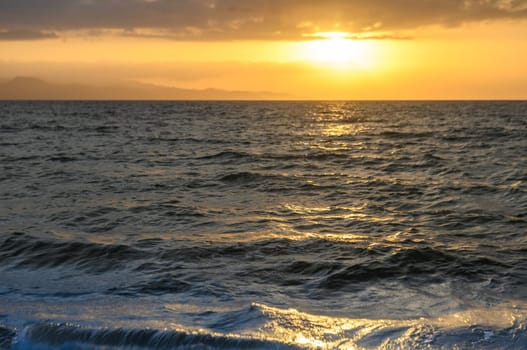 Seascape in the evening, beautiful dramatic sunset over sea. 3