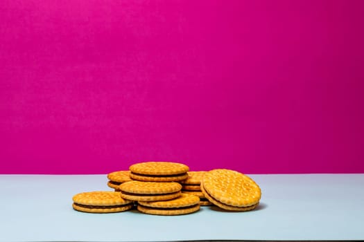 Sandwich biscuits with chocolate filling