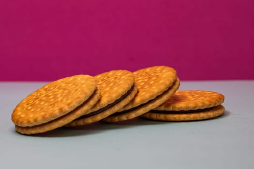 Sandwich biscuits with chocolate filling