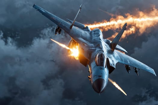 The F/A-18 Super Hornet streaks through dark, cloudy skies, its afterburners aglow, showcasing the might of the US Navy.