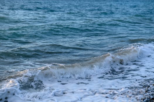 waves of the Mediterranean sea at sunset 3