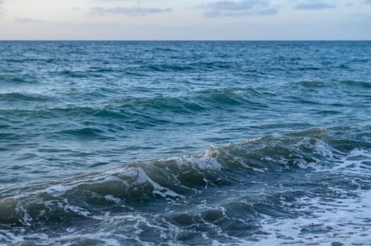 waves of the Mediterranean sea at sunset 2