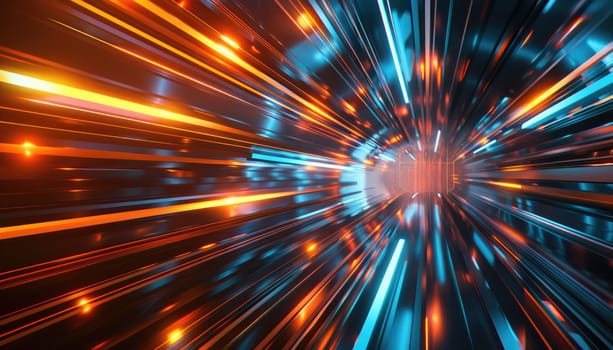 A bright, colorful, and dynamic image of a tunnel with a bright orange by AI generated image.