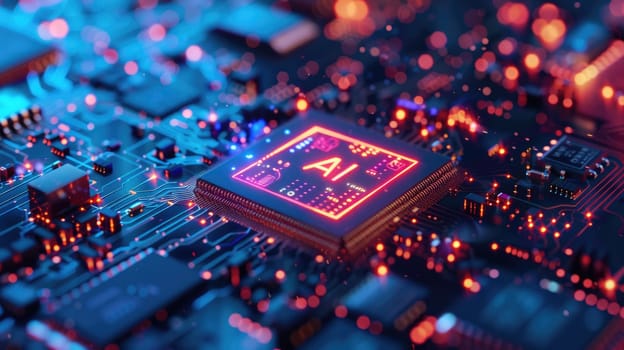 Artificial Intelligence and AI technology concept processor chip or mother board background LLMs