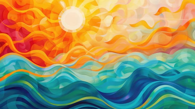A closeup of a vibrant abstract painting depicting a magenta wind wave pattern, resembling a liquid landscape. The colors blend like water in motion AIG50