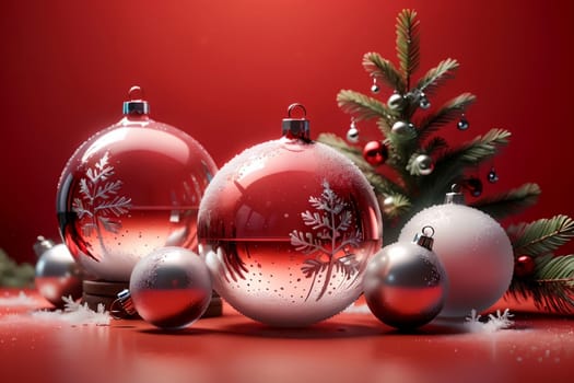 New Year greeting card with New Year balls .
