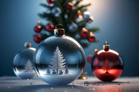 New Year greeting card with New Year balls .