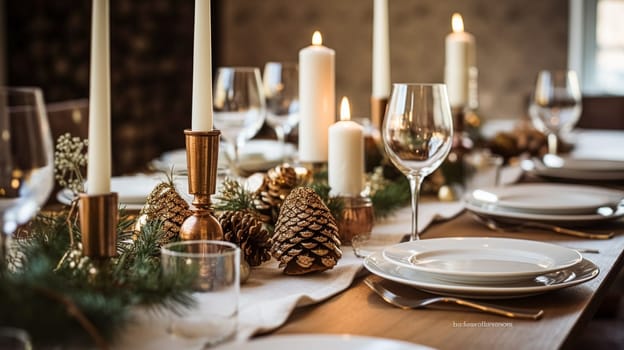 Holiday table decor, Christmas holidays celebration, tablescape and dinner table setting, English country decoration and home styling inspiration