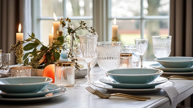 Christmas holiday family breakfast, table setting decor and festive tablescape, English country and home styling inspiration