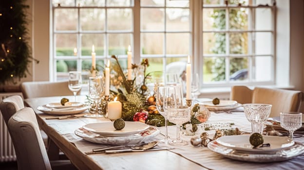 Christmas holiday family breakfast, table setting decor and festive tablescape, English country and home styling inspiration