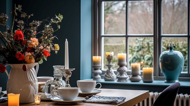 Christmas holiday family breakfast, table setting decor and festive tablescape, English country and home styling inspiration