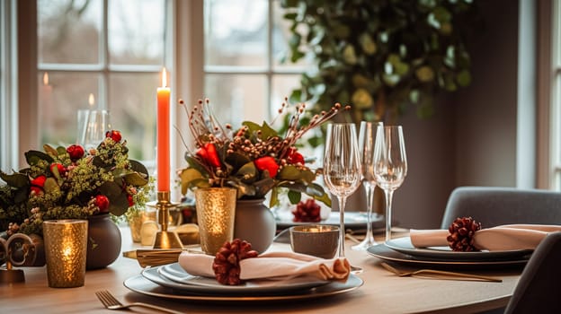 Holiday dinner at home, table decoration