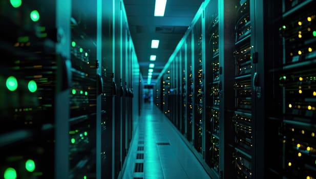 Illuminated Network Servers in Data Center Aisle