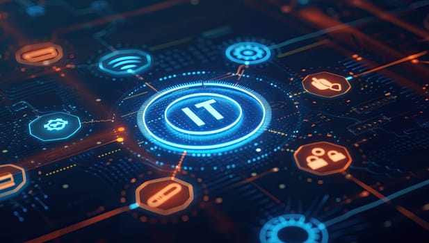 Illuminated IT symbol representing Internet of Things concept