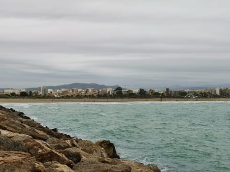 Coast of the Puerto De Sagunto washed by the Mediterranean Sea