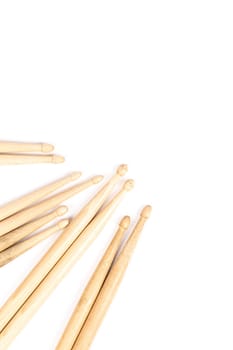 Drum sticks isolated on white background, copy space. High quality photo