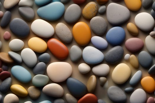 light background of multi-colored pebbles in light pastel colors .