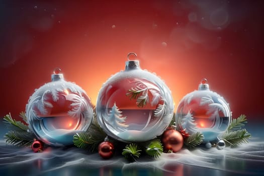 New Year greeting card with New Year balls .