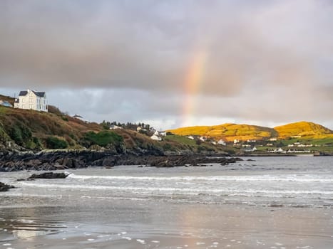 Beautiful rainbow at Portnoo Narin beach in County Donegal - Ireland