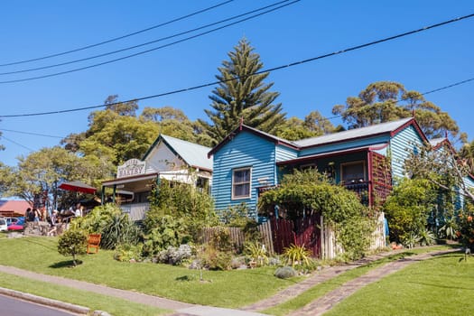 CENTRAL TILBA, AUSTRALIA - MARCH 30 2024: Central Tilba on Bate St in its idyllic setting near Narooma in New South Wales, Australia