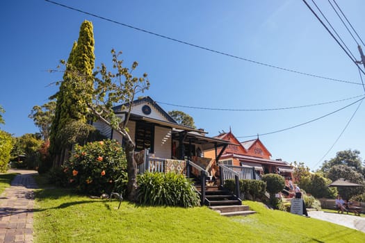 CENTRAL TILBA, AUSTRALIA - MARCH 30 2024: Central Tilba on Bate St in its idyllic setting near Narooma in New South Wales, Australia