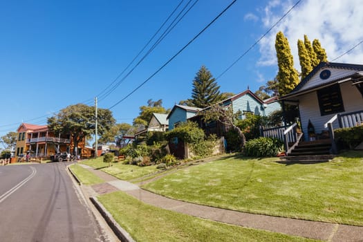 CENTRAL TILBA, AUSTRALIA - APRIL 3 2024: Central Tilba on Bate St in its idyllic setting near Narooma in New South Wales, Australia