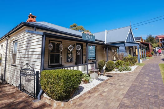 CENTRAL TILBA, AUSTRALIA - APRIL 3 2024: Central Tilba on Bate St in its idyllic setting near Narooma in New South Wales, Australia