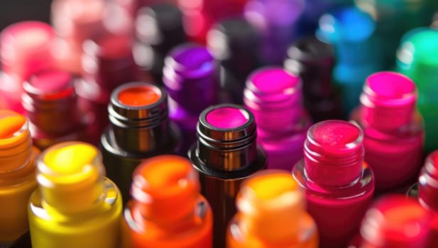 Vibrant Nail Polish Bottles Closeup