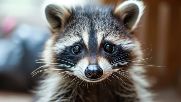 Closeup of a raccoon with focus on eyes