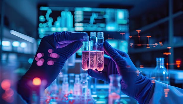 scientist examining test tubes in laboratory