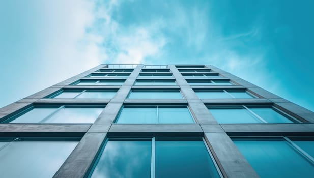 Modern office building against clear blue sky