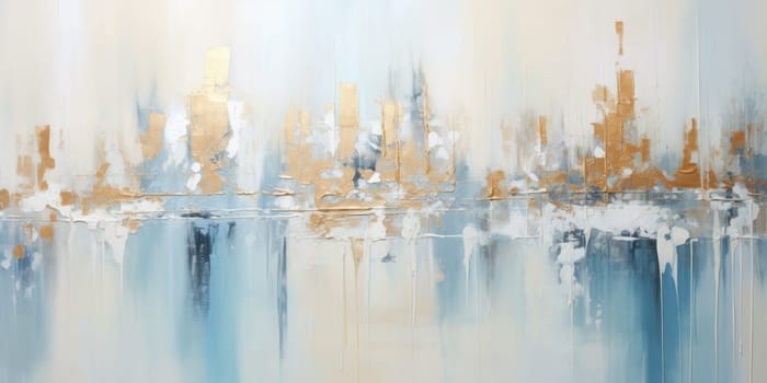 The abstract picture of the gold, blue and black colour that has been painted or splashed on the white blank background wallpaper to form random shape that cannot be describe yet beautiful. AIGX01.
