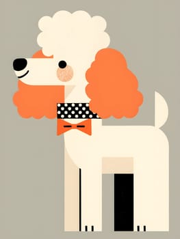 A joyful poodle in a bow tie, illustrated with playful graphics and vibrant colors. This charming artwork captures the essence of happiness and style through its animated gestures