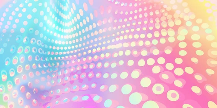 A bunch of pastel colored polka dots on a rainbow background. AIG51A.