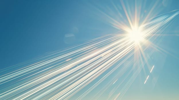 The sun shines through fluffy clouds in an electric blue sky, creating a stunning pattern of tints and shades with hints of peach and magenta AIG50