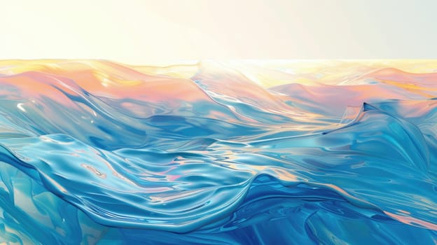 A painting depicting a wind wave in the ocean, showcasing the beauty of water resources in the ecoregion. The liquid merging with the sky in a natural landscape art AIG50