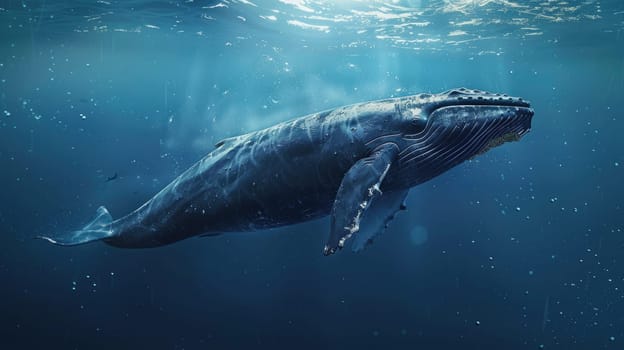 A blue whale swimming in the ocean. AIG51A.