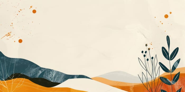 A minimal landscape with a large foreground hill and plants in muted fall colors. AIG51A..