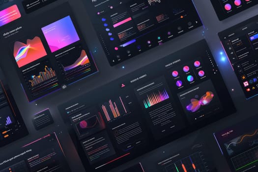A dark themed user interface with a lot of graphs and charts. AIG51A.