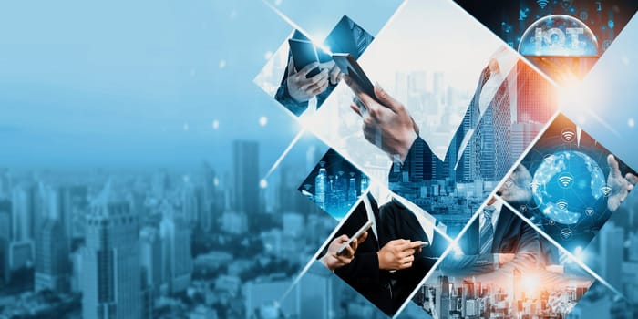 Communication technology , smart connection IOT and people network technology concept. People using connective device to connect to the secured internet network and cloud computing server kudos