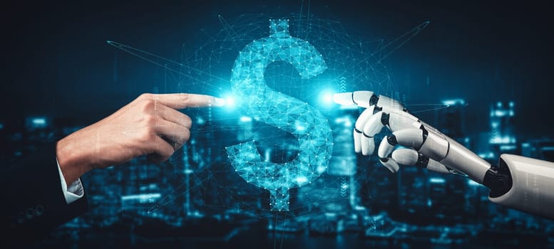 MLP 3D rendering artificial intelligence AI research of droid robot and cyborg development for future of people living. Digital data mining and machine learning technology design for computer brain.
