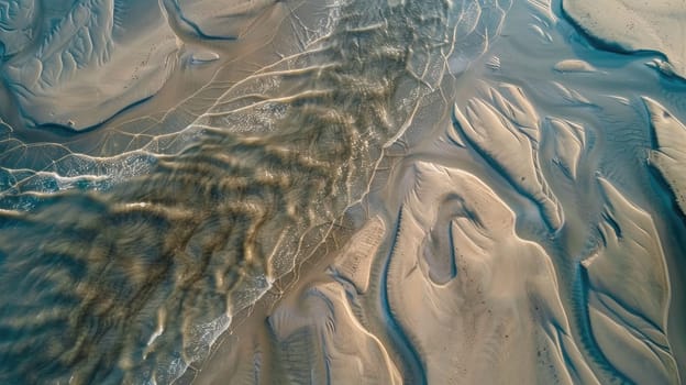 An art piece capturing the essence of a flowing river, with a swirling pattern in electric blue tones. The painting evokes the fluidity of water in a captivating landscape AIG50