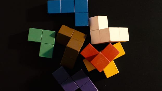 Close up of the colored cubes top view