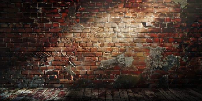 A spotlight shines on a brick wall. AIG51A.