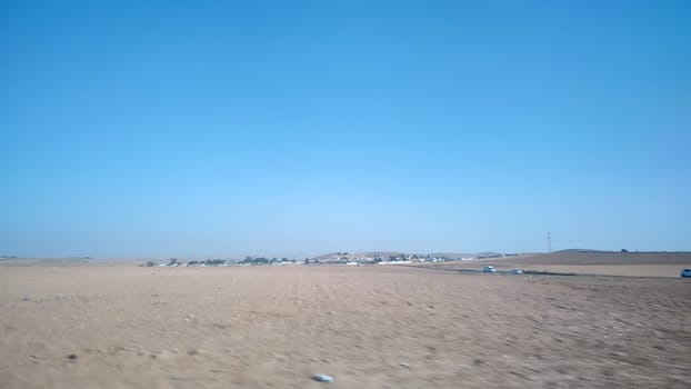 blue sky and earth sand desert. High quality photo